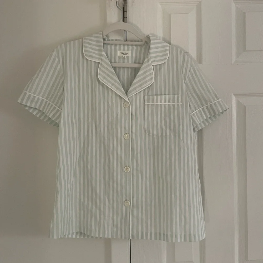 BEDHEAD Striped Classic Organic Cotton Lounge Pajama Set Mint Green Beach - Picture 2 of 9